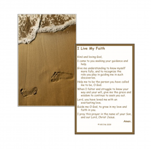 I Live My Faith Prayer Card (Single Card)